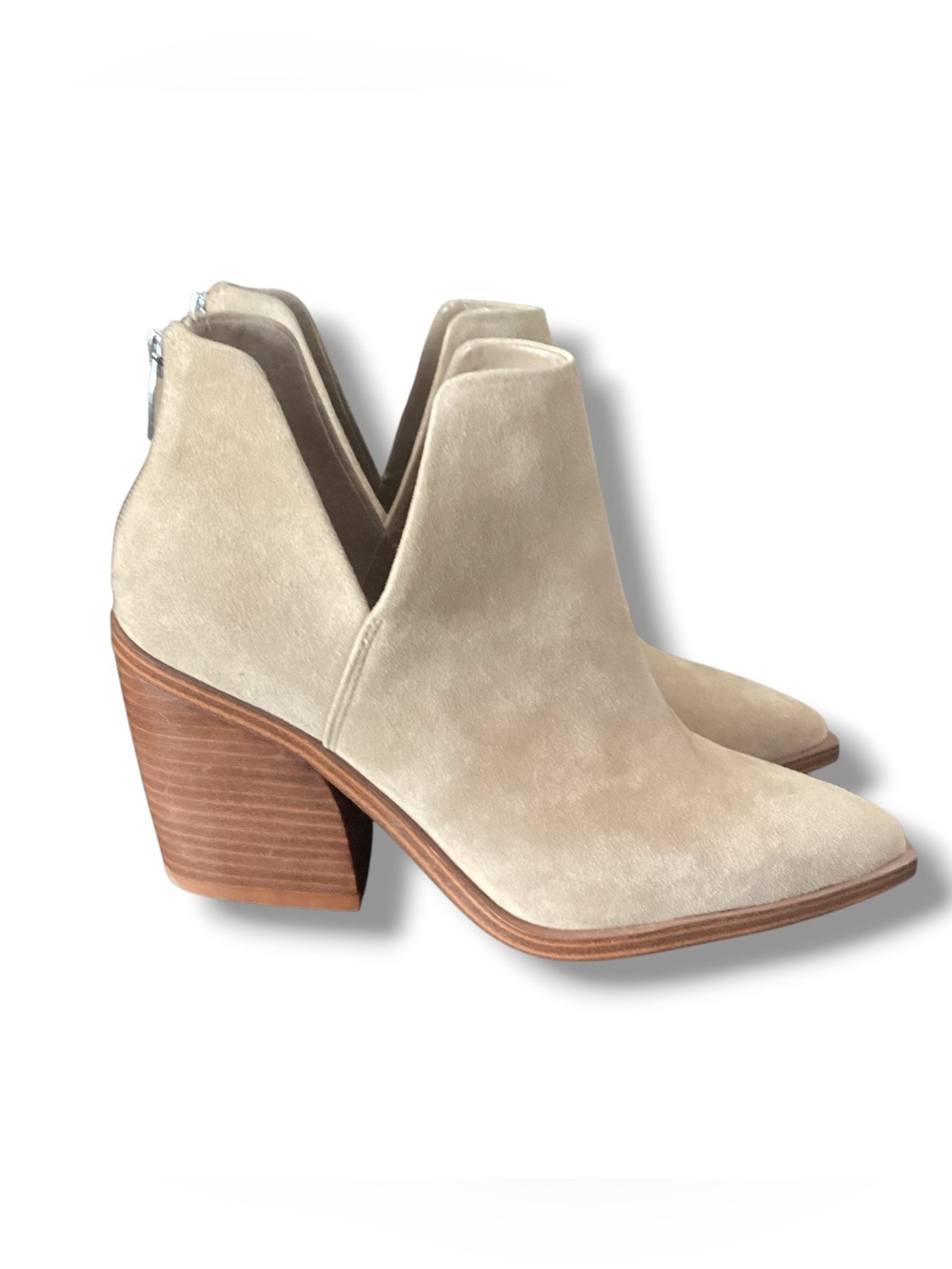 Vince Camuto | Gigiette Cream Nubuck Block Heels Women's Size 9.5 - Picture 2 of 9